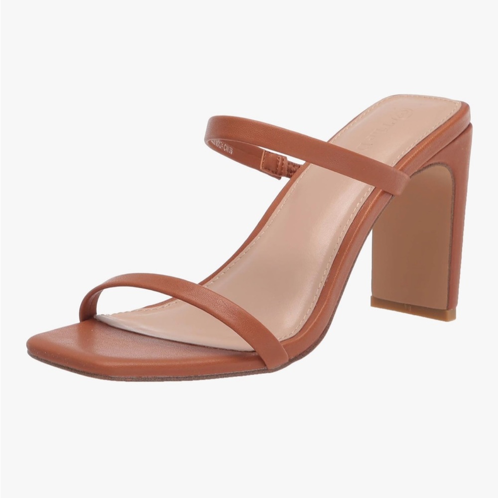 The Drop Women's Avery Square Toe
Two Strap High Heeled Sandal - Brown - 7.5